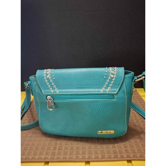 Montana West Turquoise Crossbody Bag With Embellished Details & Tassel Accent T8 - Picture 5 of 9